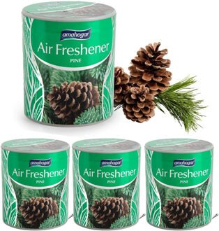 Geur gel Dennen geur - 4x - 95 gram - geur blikje - 6 x 7 cm - auto/interieurparfum/luchtverfrisser