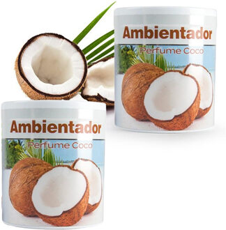 Geur gel Kokos geur - 2x - 95 gram - geur blikje - 6 x 7 cm - auto/interieurparfum/luchtverfrisser