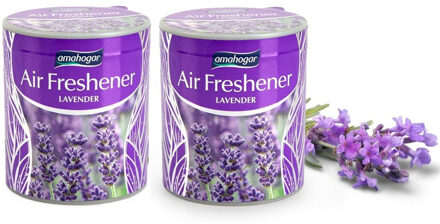 Geur gel Lavendel geur - 2x - 95 gram - geur blikje - 6 x 7 cm - auto/interieurparfum/luchtverfrisse
