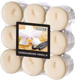 Geur theelichtjes/waxinelichtjes - 18x - Sandalwood-Vanilla aroma - 4,5 branduren