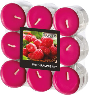 Geur theelichtjes/waxinelichtjes - 18x - Wild Raspberry aroma - 4,5 branduren