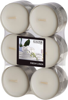 Geur theelichtjes/waxinelichtjes - Maxi - 12x - Fresh Linen aroma - 8 branduren
