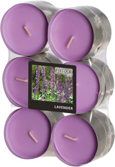 Geur theelichtjes/waxinelichtjes - Maxi - 12x - lavendel aroma - 8 branduren