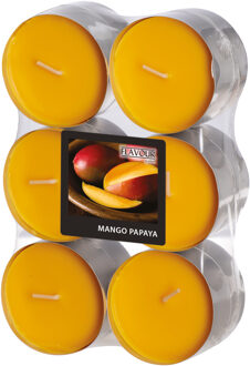 Geur theelichtjes/waxinelichtjes - Maxi - 12x - Mango-papaya aroma - 8 branduren