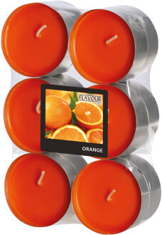 Geur theelichtjes/waxinelichtjes - Maxi - 12x - Sinaasappel aroma - 8 branduren