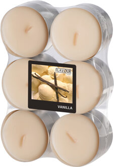 Geur theelichtjes/waxinelichtjes - Maxi - 12x - vanille aroma - 8 branduren