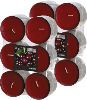 Geur theelichtjes/waxinelichtjes - Maxi - 24x - Cherry aroma - 8 branduren