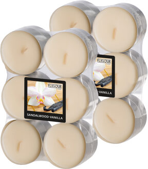 Geur theelichtjes/waxinelichtjes - Maxi - 24x - Sandalwood-vanilla aroma - 8 branduren