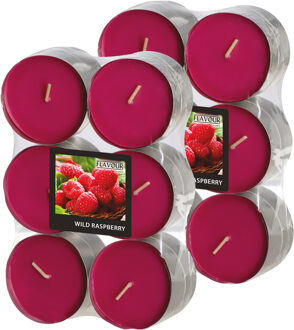 Geur theelichtjes/waxinelichtjes - Maxi - 24x - Wild Raspberry aroma - 8 branduren