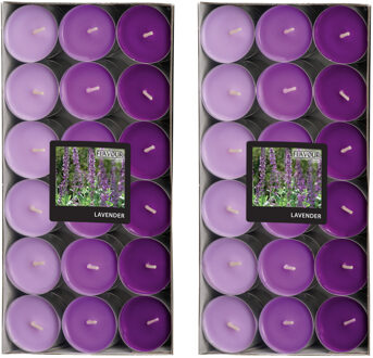 Geur theelichtjes/waxinelichtjes - Mega pack - 72x - Lavender aroma - 4,5 branduren