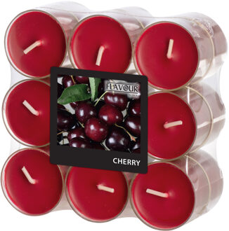 Geur theelichtjes/waxinelichtjes - transparant - 18x - Cherry aroma - 6 branduren