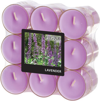 Geur theelichtjes/waxinelichtjes - transparant - 18x - Lavender aroma - 6 branduren