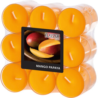 Geur theelichtjes/waxinelichtjes - transparant - 18x - Mango-papaya aroma - 6 branduren