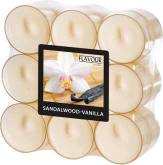 Geur theelichtjes/waxinelichtjes - transparant - 18x - Sandalwood-vanilla aroma - 6 branduren