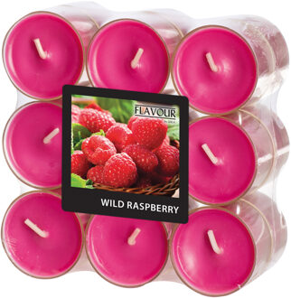 Geur theelichtjes/waxinelichtjes - transparant - 18x - Wild Raspberry aroma - 6 branduren