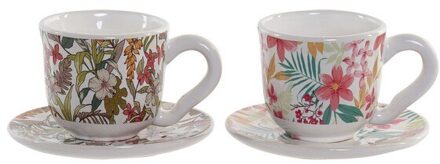 Geurkaars Dkd Home Decor Cup Keramische Bloemen (2 Stuks) (12X12X7 Cm)