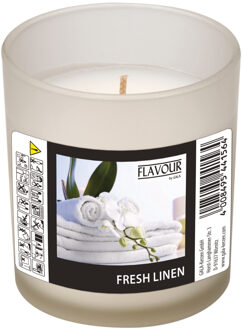 Geurkaars - in glas - Fresh Linen aroma - 8 branduren - 7 x 8 cm