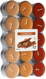 Geurkaarsen - 90x stuks - waxinelichtjes - kaneel - 4 branduren - theelichtjes - D4 cm
