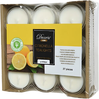 Geurkaarsen - Citrus Citronella geur - 27x stuks - 4 branduur