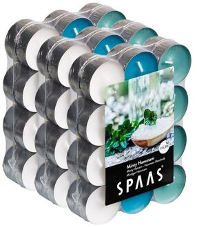 Geurtheelichtjes/waxinelichtjes - 72x - Minty Hammam - 4,5 branduren - geurkaarsen