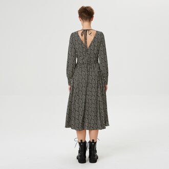 Gevangen blouse -jurk met Liberty Print en duikende halslijn op de achterkant Zwart - XL