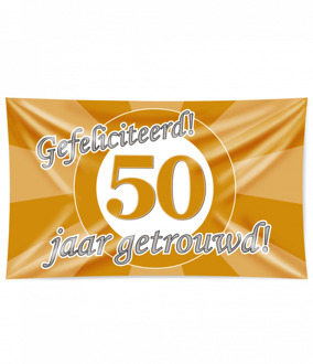 Gevelvlag 50 Jaar Getrouwd Goud (150x90cm) Goud - Brons