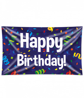 Gevelvlag 'Happy Birthday' Confetti Paars - Lila, Multikleur - Print