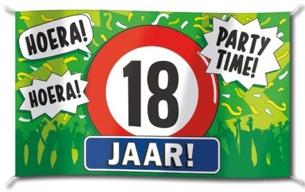 Gevelvlag verjaardag 18 jaar geworden - 100 x 150 cm - feestartikelen/versiering