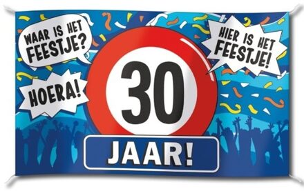 Gevelvlag verjaardag 30 jaar - 90 x 150 cm - polyester - Leeftijd verjaardag thema