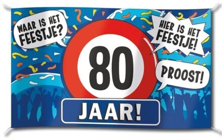 Gevelvlag verjaardag 80 jaar - 100 x 150 cm - feestartikelen/versiering - polyester