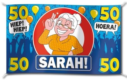 Gevelvlag verjaardag Sarah/50 jaar - 90 x 150 cm - versiering - feestartikelen Multi