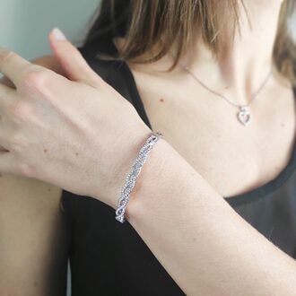 Gevlochten armbanden - Zilver en kristal - maat