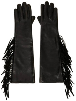 Gevlochten Leren Handschoenen - M Twinset , Black , Dames