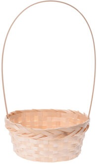 Gevlochten mandje/paasmandje bamboe rond met hengsel 38 cm