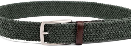 Gevlochten riem met details van leer Groen - 95 cm