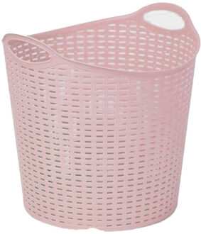 Gevlochten wasmand/opbergmand - flexibel - roze - 27 liter - rond - kunststof