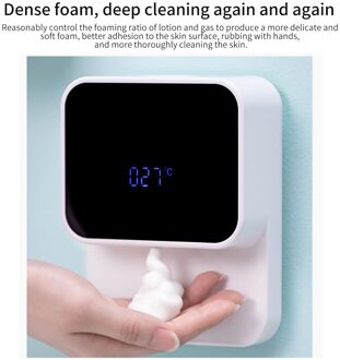 Gevoelige Touchless Automatische Muur Gemonteerde Hand Wassen Handsfree Oplaadbare Led Display 280Ml Zeepdispenser Ir Sensor Keuken wit