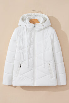 Gevoerde Puffer Jacket met Capuchon - maat L Wit