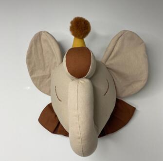 Gevulde Olifant Hoofd Kussen Babykamer Decoratie Muur Opknoping Ornamenten Nursery Slaapkamer Speelkamer Decor Fotografie Props Bruin