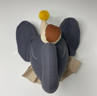 Gevulde Olifant Hoofd Kussen Babykamer Decoratie Muur Opknoping Ornamenten Nursery Slaapkamer Speelkamer Decor Fotografie Props Grijs