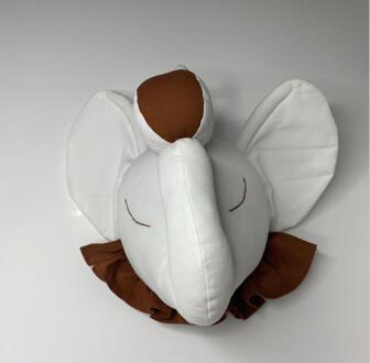 Gevulde Olifant Hoofd Kussen Babykamer Decoratie Muur Opknoping Ornamenten Nursery Slaapkamer Speelkamer Decor Fotografie Props wit