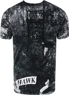 Gewassen biker T-shirt met voor- en achterkant bedrukt - maat Donkergrijs