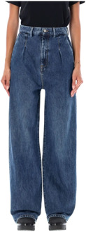 Gewassen blauwe high-rise denim jeans Loulou Studio , Blue , Dames - W25,W24