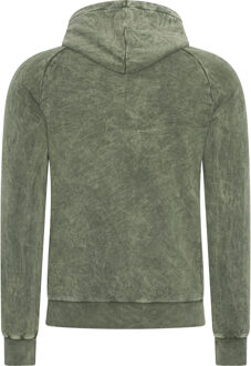 Gewassen hoodie met een used look - maat XL Kaki