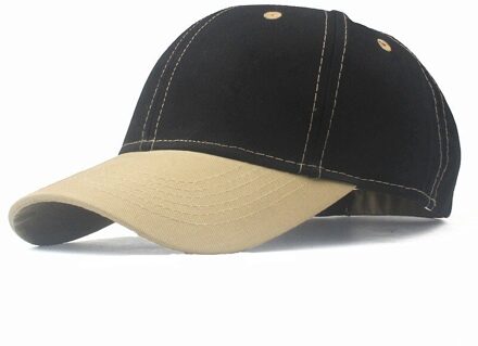 Gewassen Katoen Pure Kleur Licht Boord Mannen Baseball Cap Multi-color Optie Bone Cap, Stiksels Vader Hoed zwart