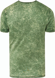 gewassen T-shirt met adelaarprint Kaki - 3XL