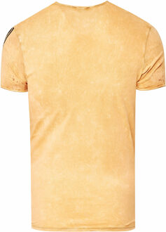 gewassen T-shirt met adelaarprint - maat L Camel