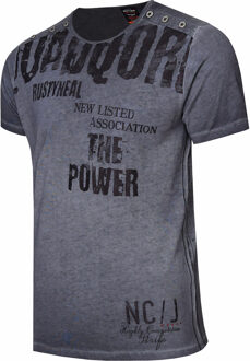 Gewassen T-shirt met dubbele knoopsluiting Donkergrijs - XL