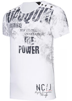 Gewassen T-shirt met dubbele knoopsluiting - maat Wit