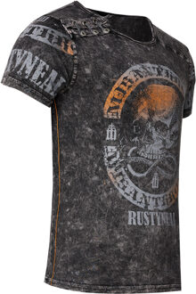 Gewassen T-shirt met knoopsluiting aan de zijkant en een doodshoofdprint Donkergrijs - S